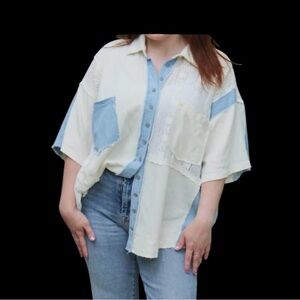 POLBlue and White Lace Shirt